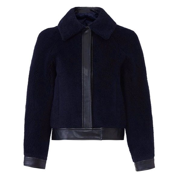 MARTIN GRANT PARIS 70s Navy Wool Blend Faux Shearling Boxy Sherpa Teddy Jacket 6 - Picture 7 of 12